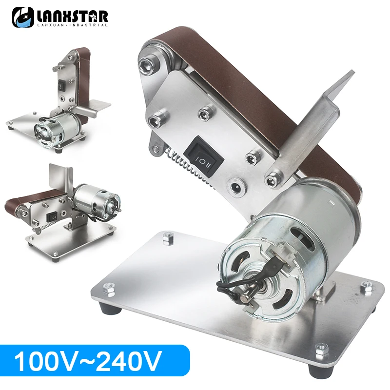 Mini Lixadeira Cinto Elétrico Multifuncional Belt Grinder Faça Você Mesmo Polimento Moagem Máquina Cortador Bordas Sharpener Velocidades 100v 240v