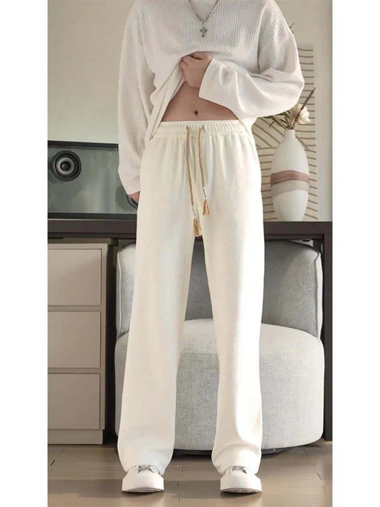 

Khaki Corduroy Men's Sports Pants Autumn Winter Slim Straight Leg Wide Leg Trousers Comfortable Casual Pants Youth Faion