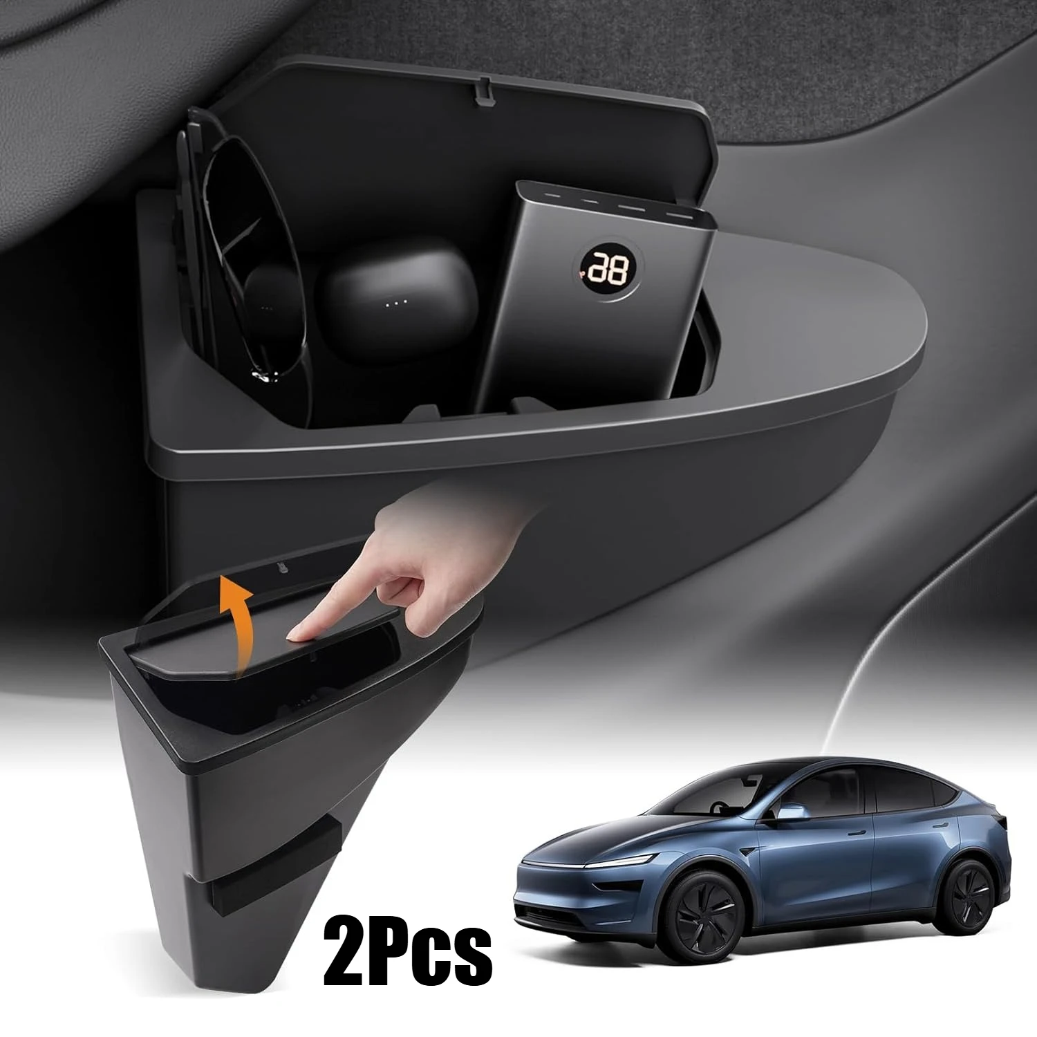 

Front Door Storage Trash Can Car Interior Accessories for Tesla Model Y Juniper 2025 Car Door Storage Box Door Organizer Box