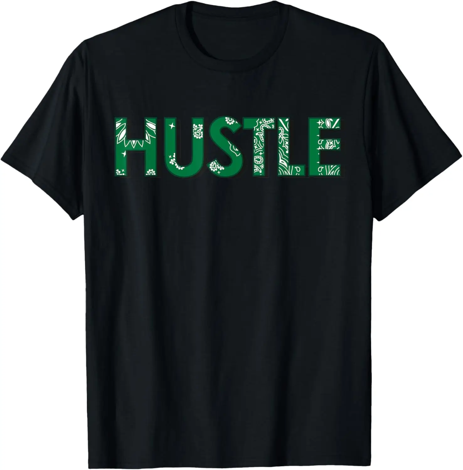 CaliDesign Green Bandana Print Hustle T-Shirt