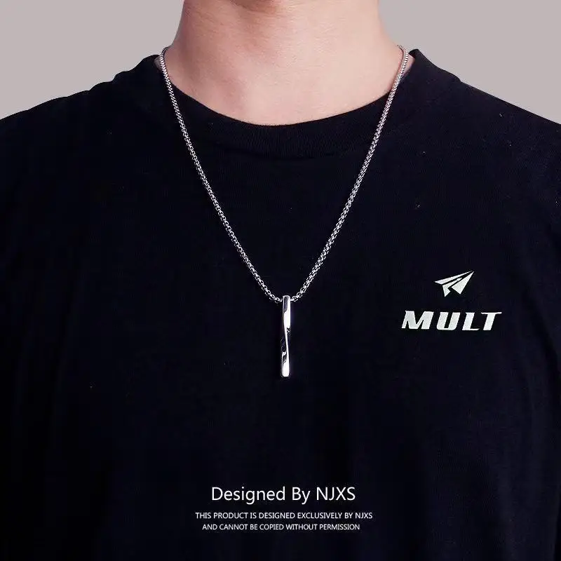 Fashion New Men 3D Vertical Necklace Hot Classic Pendant Stainless Steel CubanNecklace Temperament Cool Pendant Men Jewelry Gift - Image 3