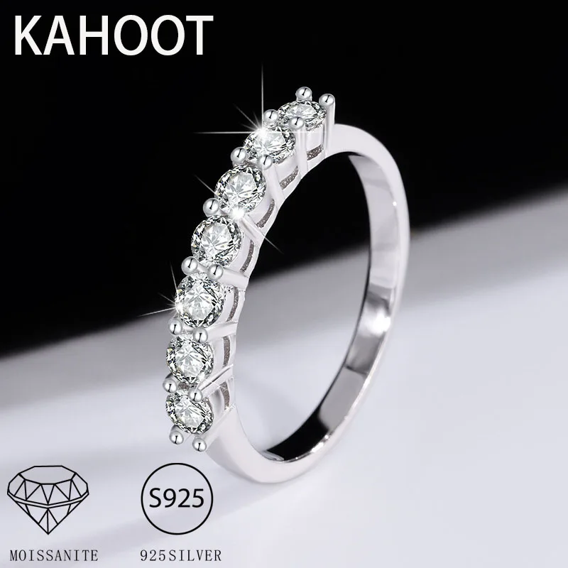 S925 silver 0.7 carat moissanite row ring for men and women, fashionable, versatile, classic, stackable, wedding anniversary