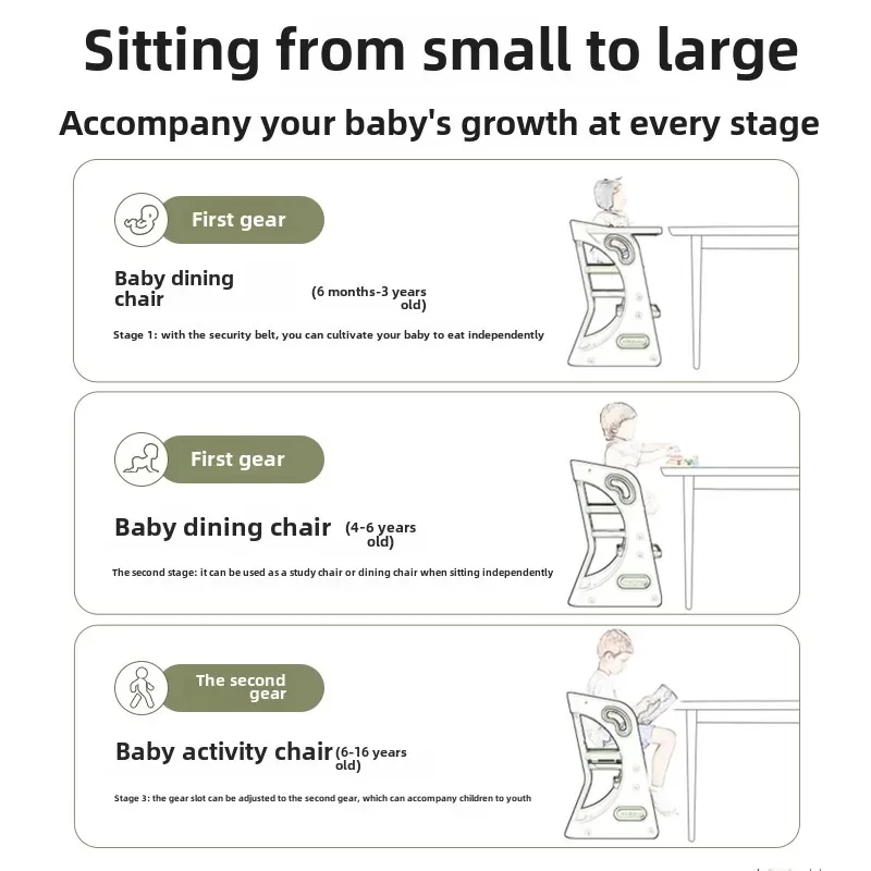 Детские обеденные стулья с регулируемой высотой, многофункциональный детский стул для учебы, стулья для малышей в обеденном столе, детский стул для еды