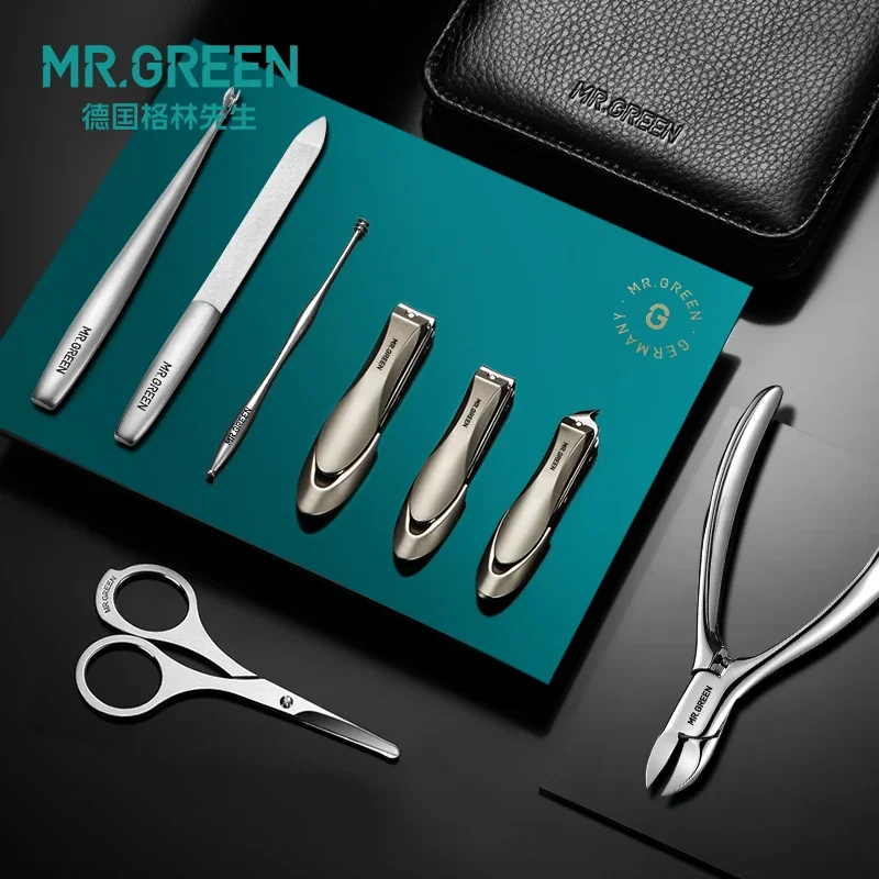 MR.GREEN 8 in1 Manicure Set Stainless Nail Clippers Cuticle  Manicure Set Tools Nail Care Grooming Kit Nail Clipper Set