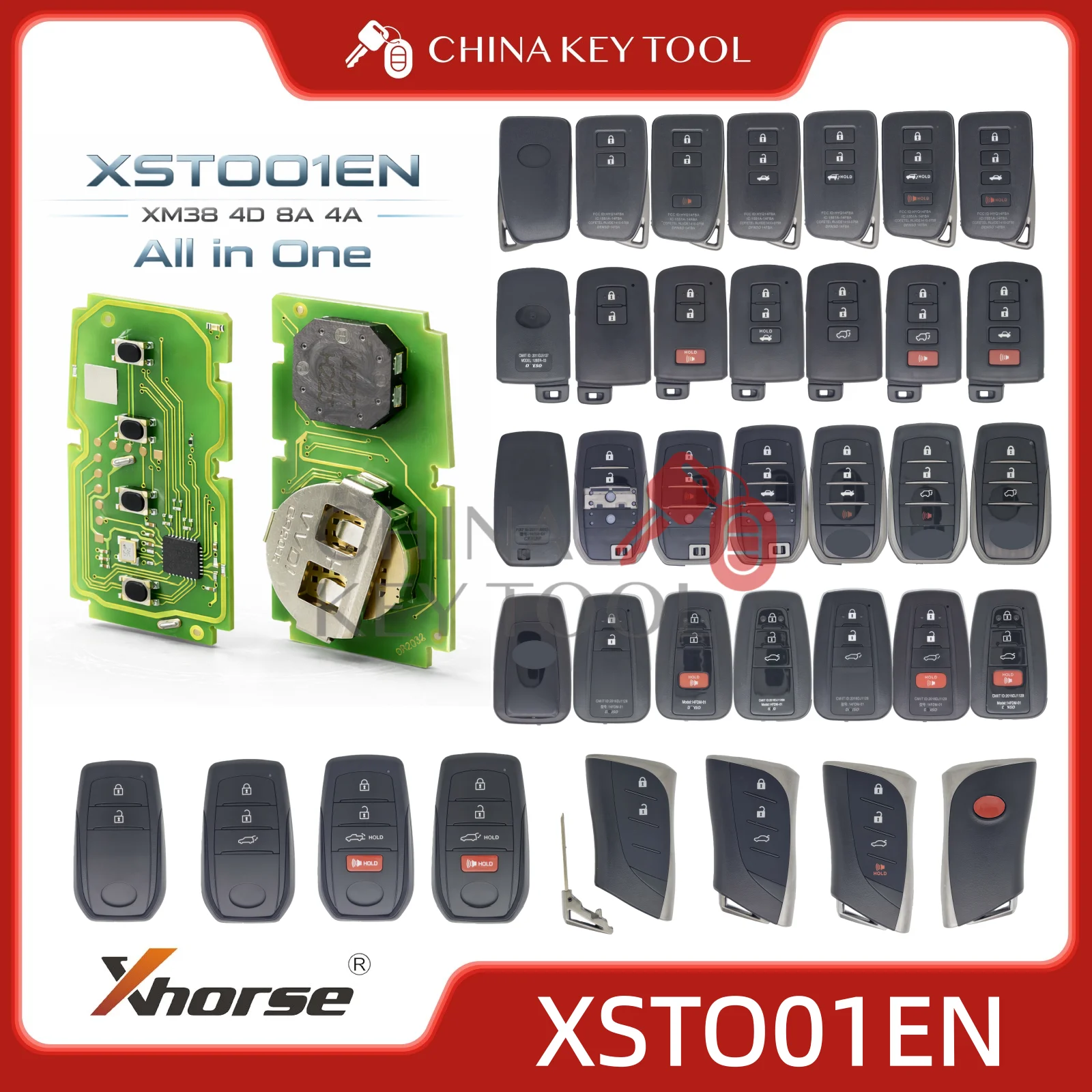 Xhorse XSTO01EN Univeral Smart Key for Toyota XM38 Support 4D 8A 4A All in One Global Version With Key shell For VVDI