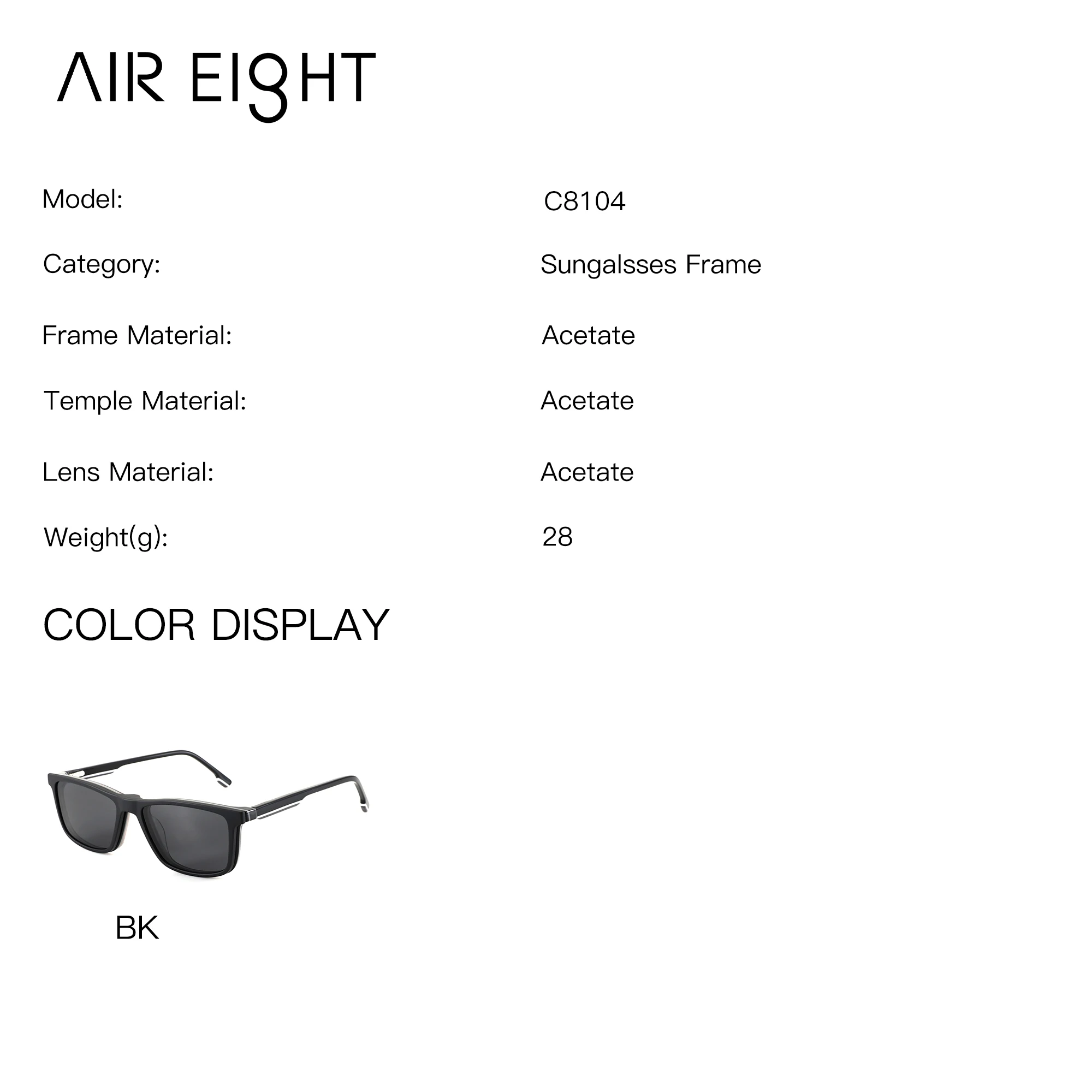 AIREIGHT Acetate UV400 Rectangle Magnetic Clip On Polarized Prescription Eyeglasses Photochromic Multifocal Medical Glasses Man