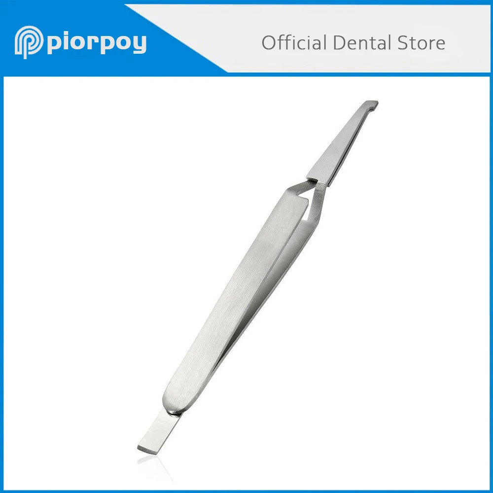 PIORPOY Dental Reverse Action Tweezer Orthodontic Bracket Holding Cross Locking Forceps Stainless Steel Reusable Dentistry Tools