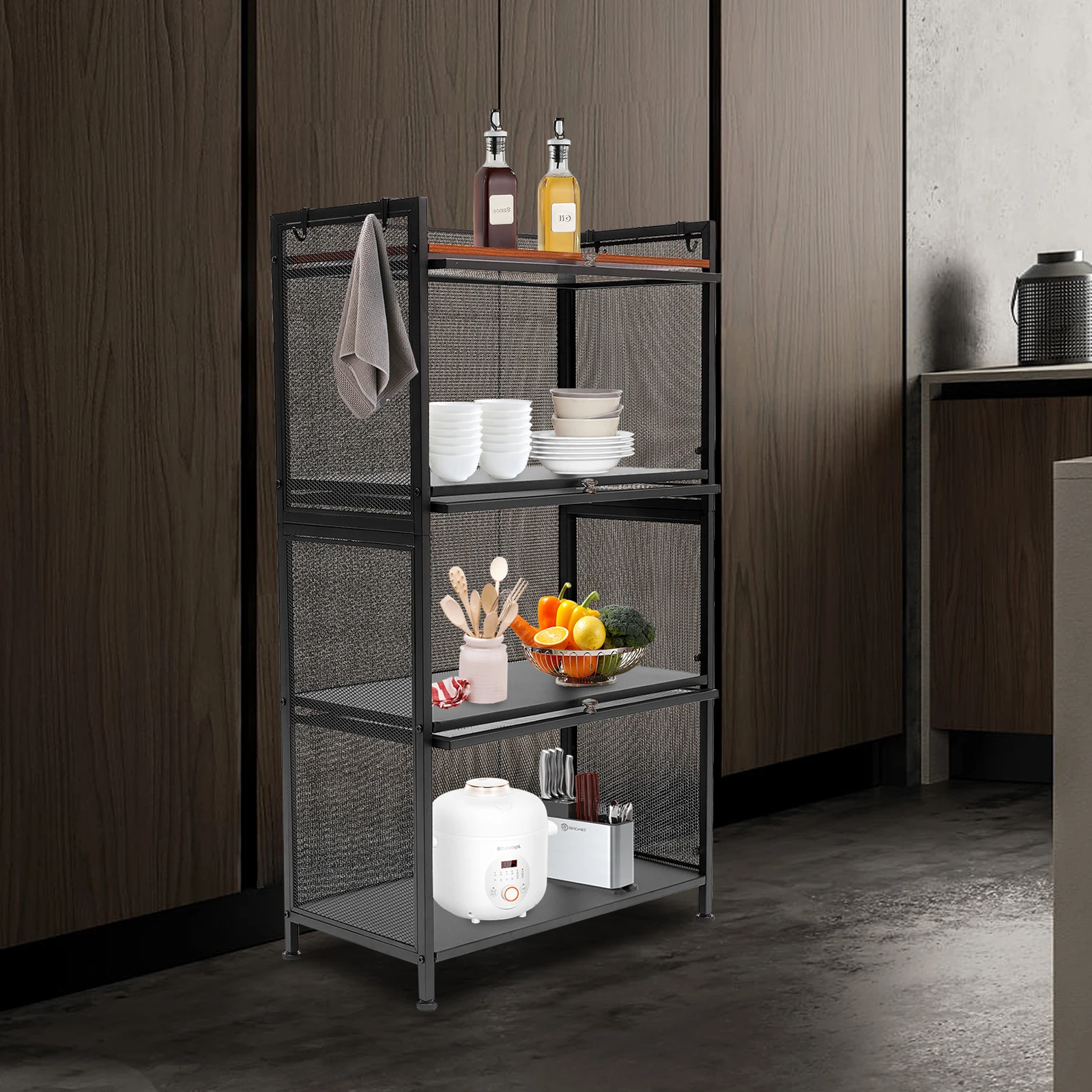 CNCESTKitchen Shelves Bread Rack 4 Tier Storage Rack Microwave Oven Stand Coffee Station Storage Cabinet Kitchen Organizer Shelf image 2