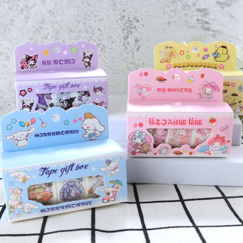 4 шт./компл., набор лент Sanrio Kawaii серии Washi, японские бумажные наклейки для скрапбукинга Mymelody Kuromi Cinnamoroll