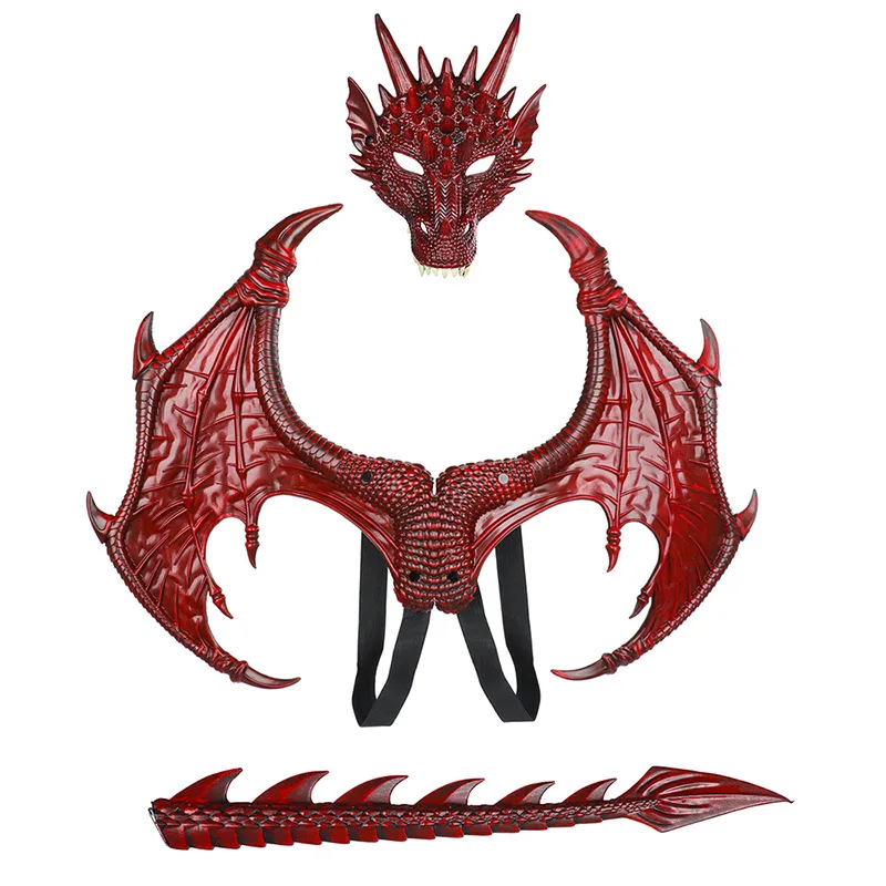 RP Dragon Set Halloween Children's Party Decoration Dragon Wings Tail Mask Set Cosplay Cosplay Demon Slayer
