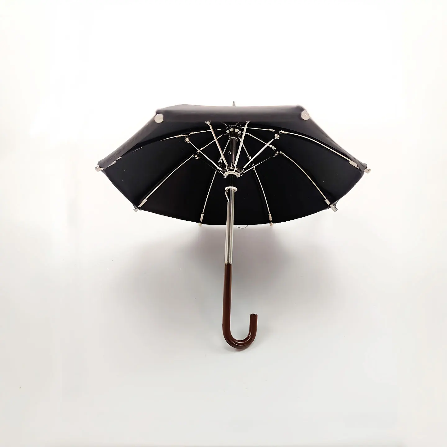 Matte Black 1/12 Scale BJD Doll Umbrella, Mini Openable Umbrella with Metal Frame for Doll Shooting Prop, Not for Human Use