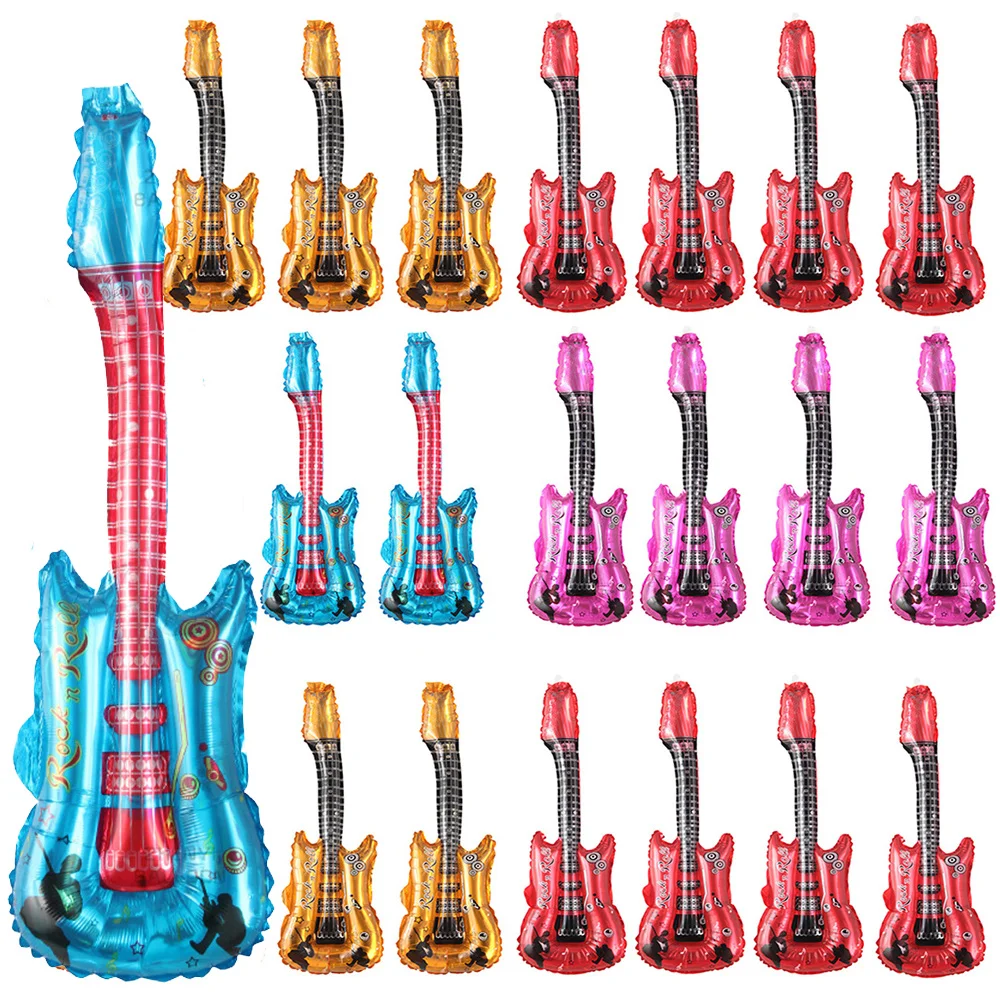 20Pcs Inflatable Guitar Balloon Musical Note Ballon 80s toys Disco Party 90s Theme Birthday Gift Decoration