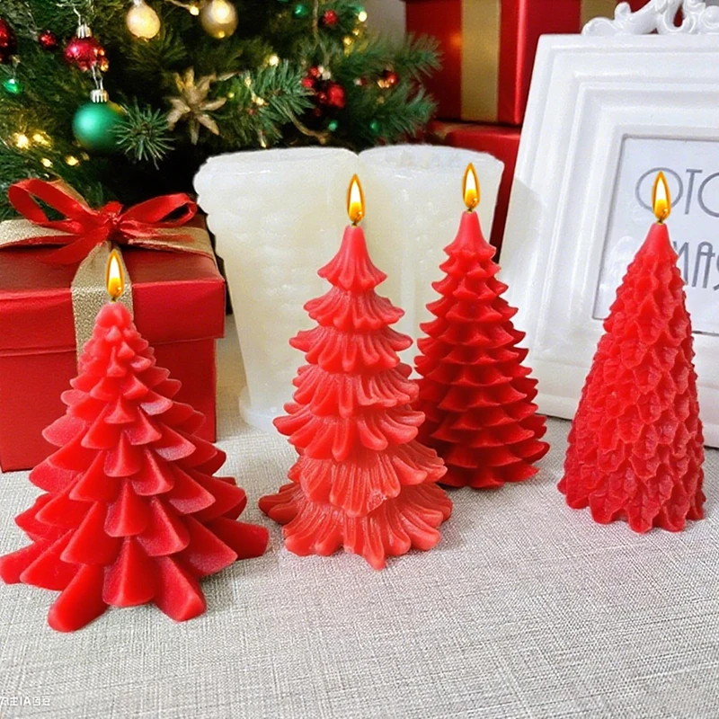 1 piece, Christmas tree series fragrance candle silicone mold, diffuser stone, handmade decoration, Christmas holiday gift.