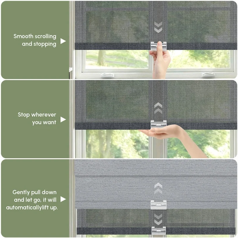 Custom Cordless Double Layer Roller Shade Light Filtering Blackout Heat Insulation Protect Privacy Manual Blinds For Bedroom view 6