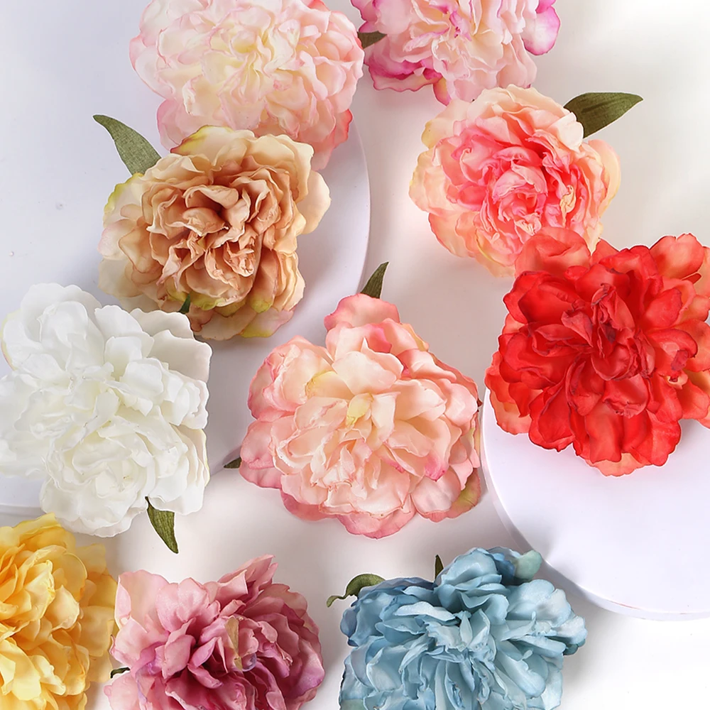 Peônias De Seda Artificial para o pano de fundo do casamento, Flores falsificadas, Peony Flower Wall, Decorações De Bolo De Aniversário, 5PCs