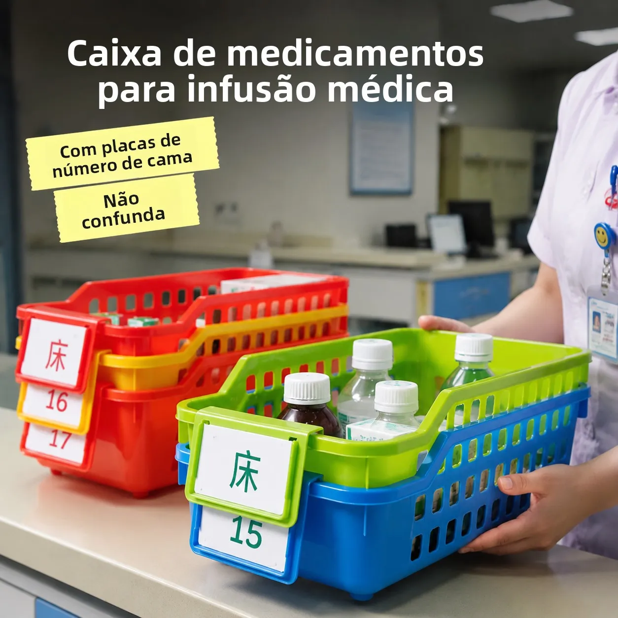 thickened-plastic-medicine-dispensing-box-with-bed-number-tag-for-intravenous-fluid-nursing-station-partition-storage-basket