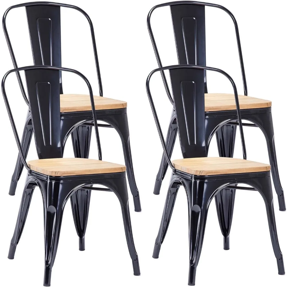 Sillas de Comedor Juego de 4 Silla Bistro Industrial de Metal Hierro con Respaldo Estilo Vintage Taburete para Cocina Bar Café