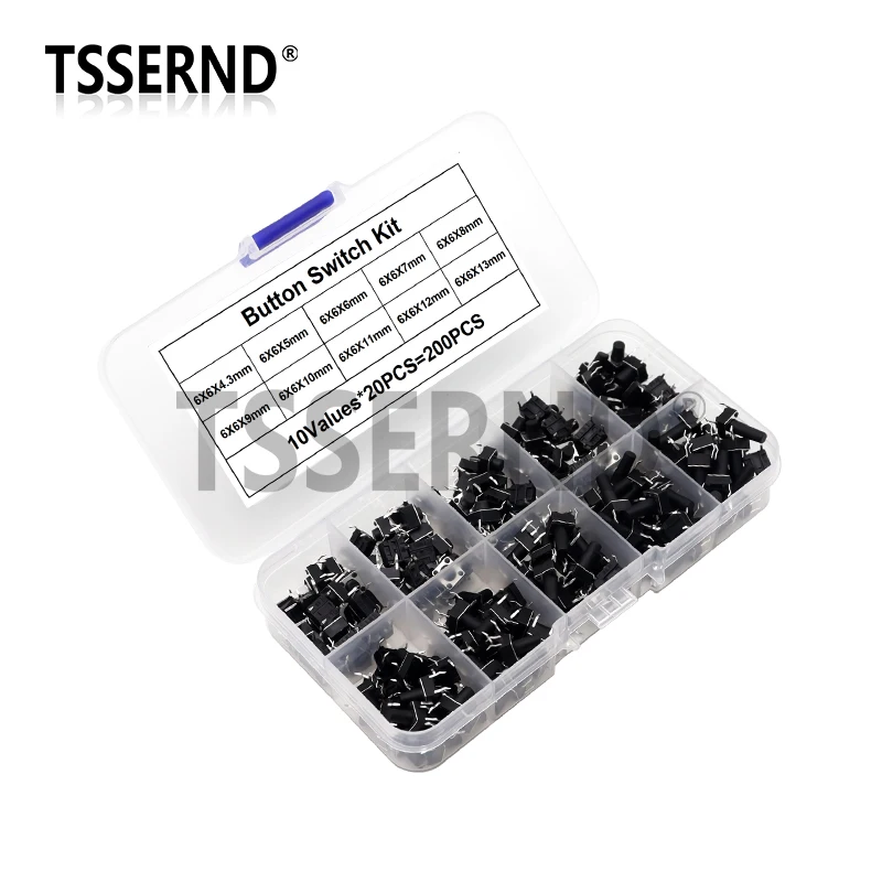 10 models 6*6 Tact Switch Tactile Push Button Switch Kit Height 4.3MM 5MM-13MM DIP 4Pin Micro 6X6 Key Switch For Arduino