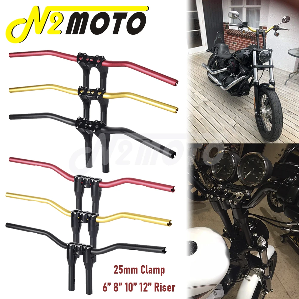 

Club Style 25mm Handle Bar 6" 8" 10" 12" Tall Riser Kit For Harley Sportster Softail Touring Dyna Black Modular Handlebar Riser