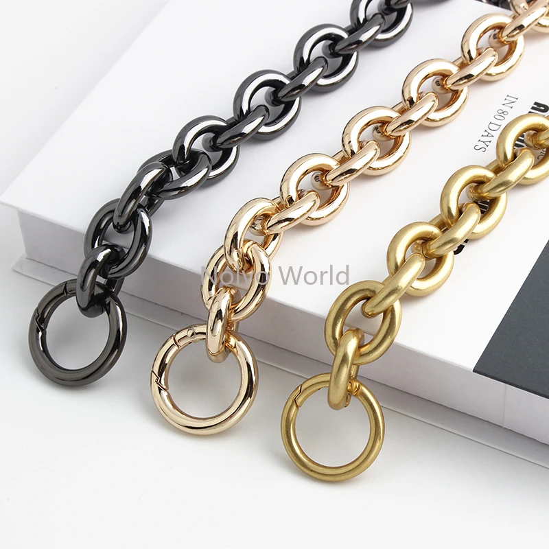 1PC 30-120CM 24mm Wide Metal Aluminum Chain With Round Spring Rings For Hand-Woven Bags Shoulder Detachable Strap Accessories