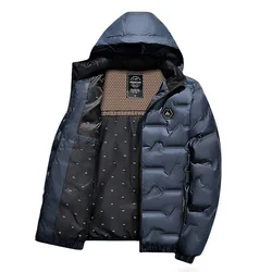 2024 Autumn and Winter Fashion Solid Color Thick Warm Hooded Padded Jacket Men's Casual Loose Large Size High-Grade Coat XL-5XL