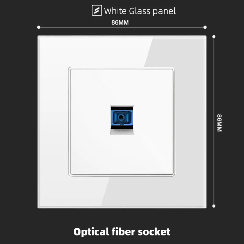 British Standard White Glass UK Standard CAT6 TEL Double Computer TV Computer Fiber Wiring Outlets High Quality