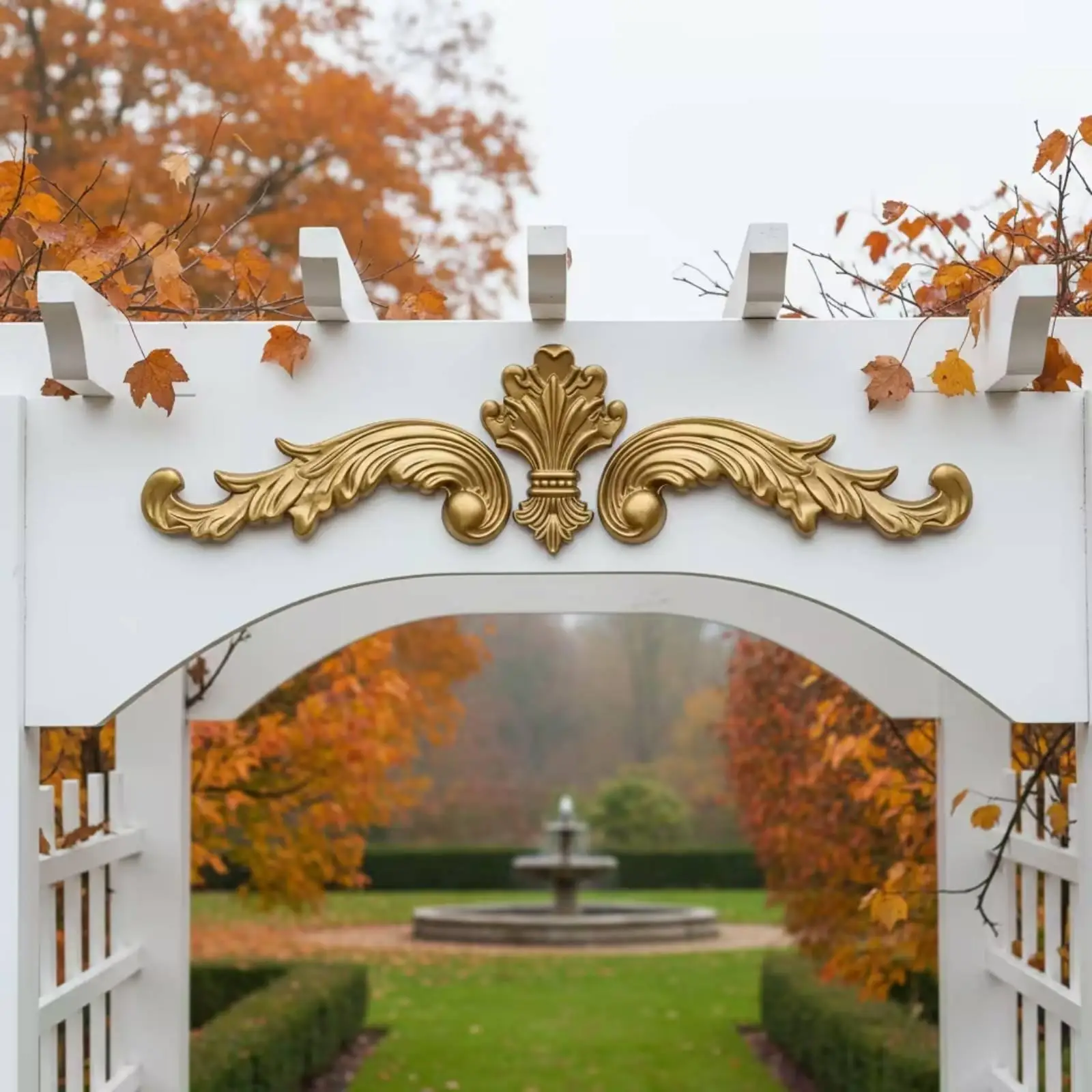 European Style Gate Door Topper Stainless 304 Ornate Crown Floral Design Entrance Door Decoration for Beautiful House