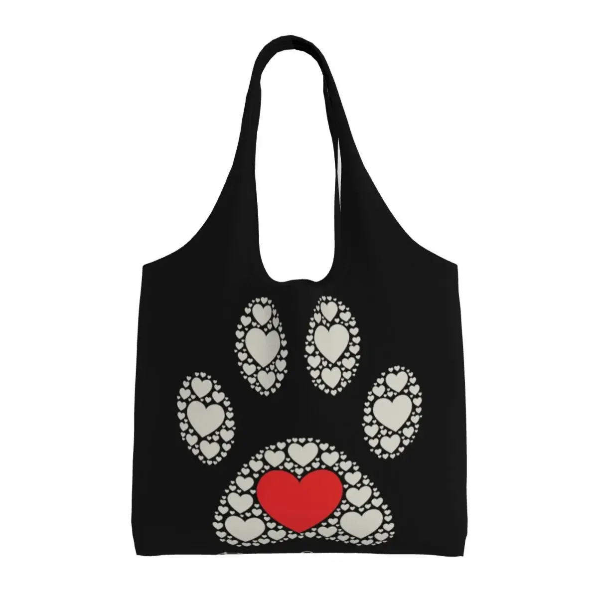 

Cute Print Dog Lover Pet Paw Heart Shopping Tote Bags Portable Canvas Shoulder Shopper Bags Photography Handbags Gifts