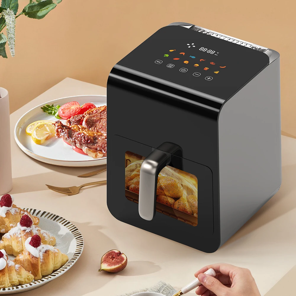 Fashion 6 Litres Visible Cooking Window Smart Cooking Programs Steam Air Fryer 12 in 1 Air Fryer With Led Digital Touchscreen