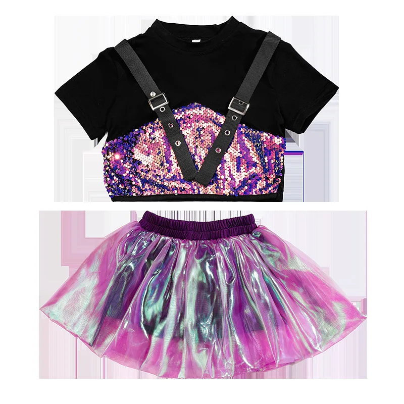 Children's Jazz Dance Costume, Summer Girls' Street Dance, Hip-hop, Fashion Show, Cheerleading Performance Costume Set