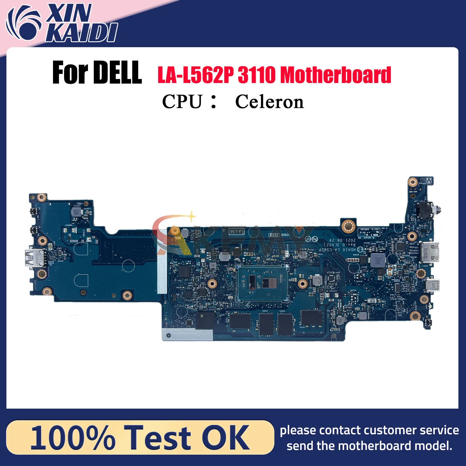 

For Dell Chromebook 3110 Laptop Motherboard LA-L562P with N4500 CPU 4GB-RAM 32GB-SSD 0VGHC3 1G35J HDA10 100% Tested OK