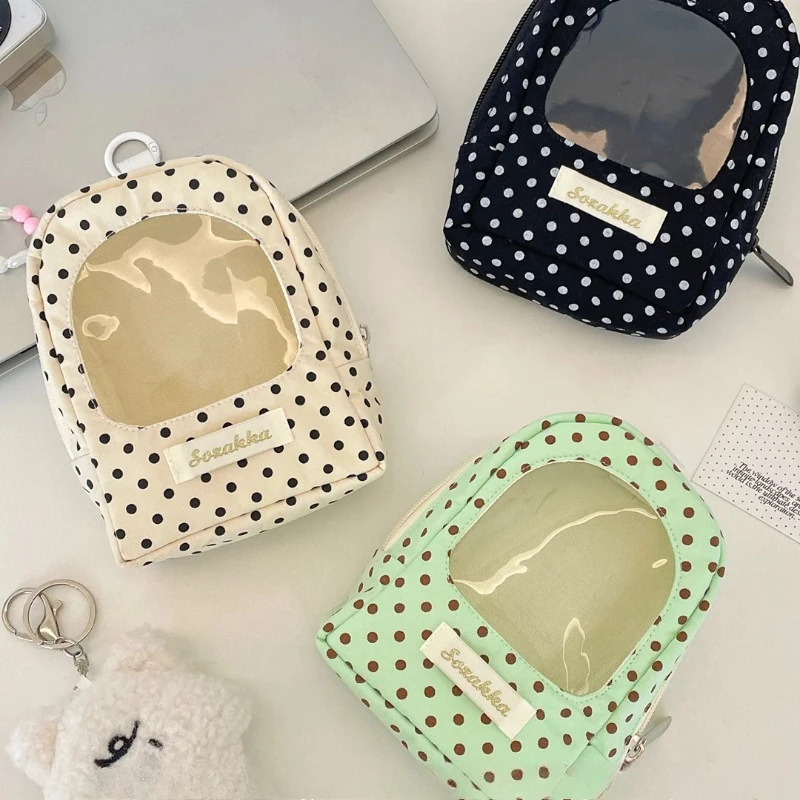 Transparent Polka Dot Doll Display Bag for 10cm Cute Girls Traveling Organizer Plush Toy Storage Bags Portable Carrying Case New