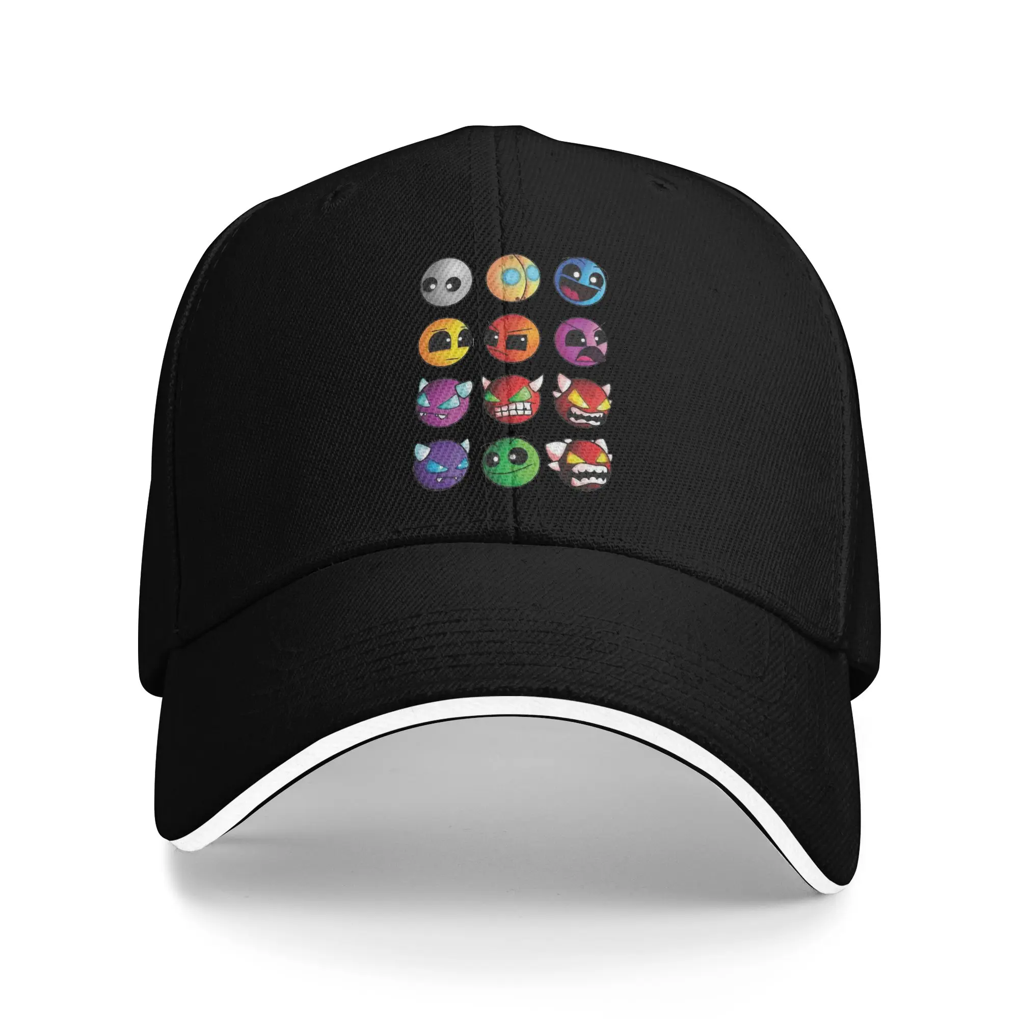 Geometry Game Dash Baseball Cap Vintage Difficulty Demon Faces Sandwich Hat Unisex Style Adjustable Hats Cap Travel Gift