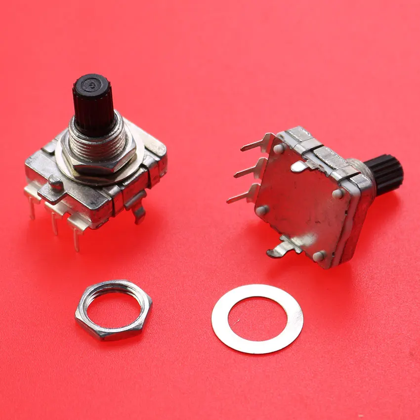 1pcs EC16 Type Rotary Encoder 24 Positioning Rumber 24 Pulse Number Sawtooth Shaft 15/20/25MM Digital Rotary Potentiometer 3Pin