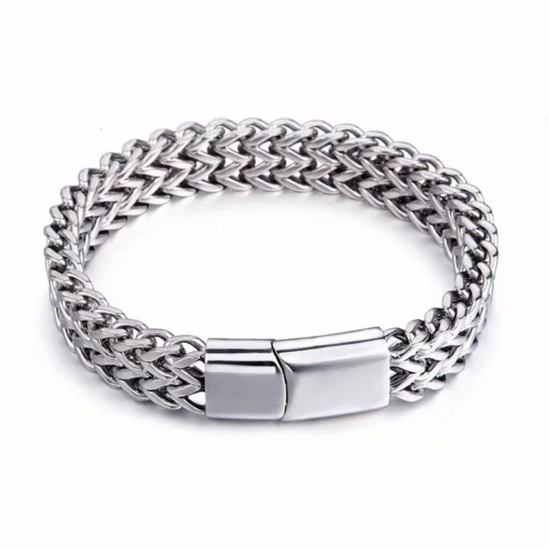 Cuban double-layer bracelet, European and American men's and women's jewelry, titanium steel fashion bracelet that does not fade