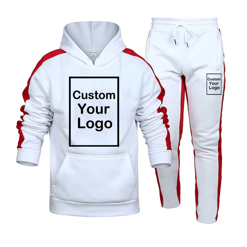DIY customize your logo hooded sweatshirt and pants sportswear set, casual pullover fashion hoodie 2-piece set