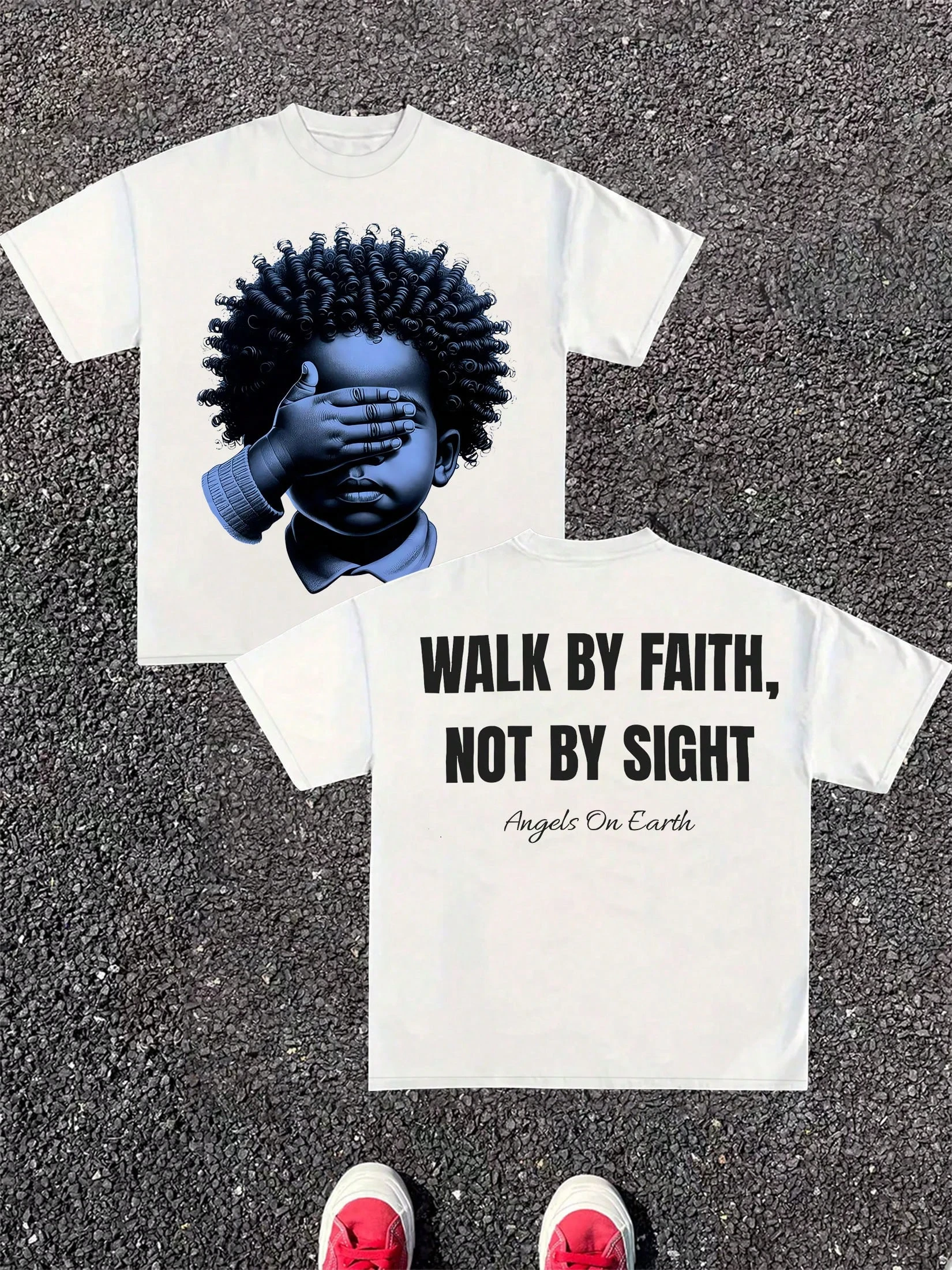 

Новинка 2025 года, комплект уличной футболок Faith Walker, топы с короткими рукавами, принтом ангела и вдохновляющим дизайном, повседневная весна-лето