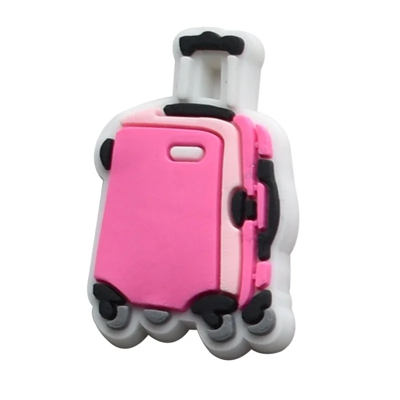 Pink Suitcase Shoe Encantos para Crocs, Sandálias Acessórios, Homens Tamancos Pins, Mulheres Emblemas, Jeans Meninas, Crianças Decorações Buckle Shoes