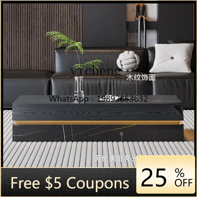

ZZ 1 minimalist solid wood coffee table black rose living room light luxury rock home high-end high-end coffee table