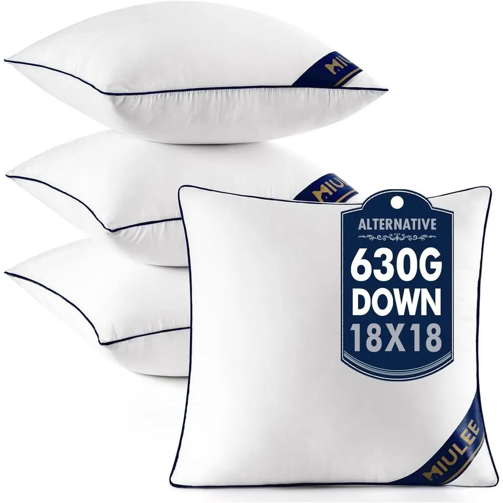 

Set of 4 18x18 Inch Square Throw Pillow Inserts, Premium Down Alternative, Decorative for Couch or Sofa