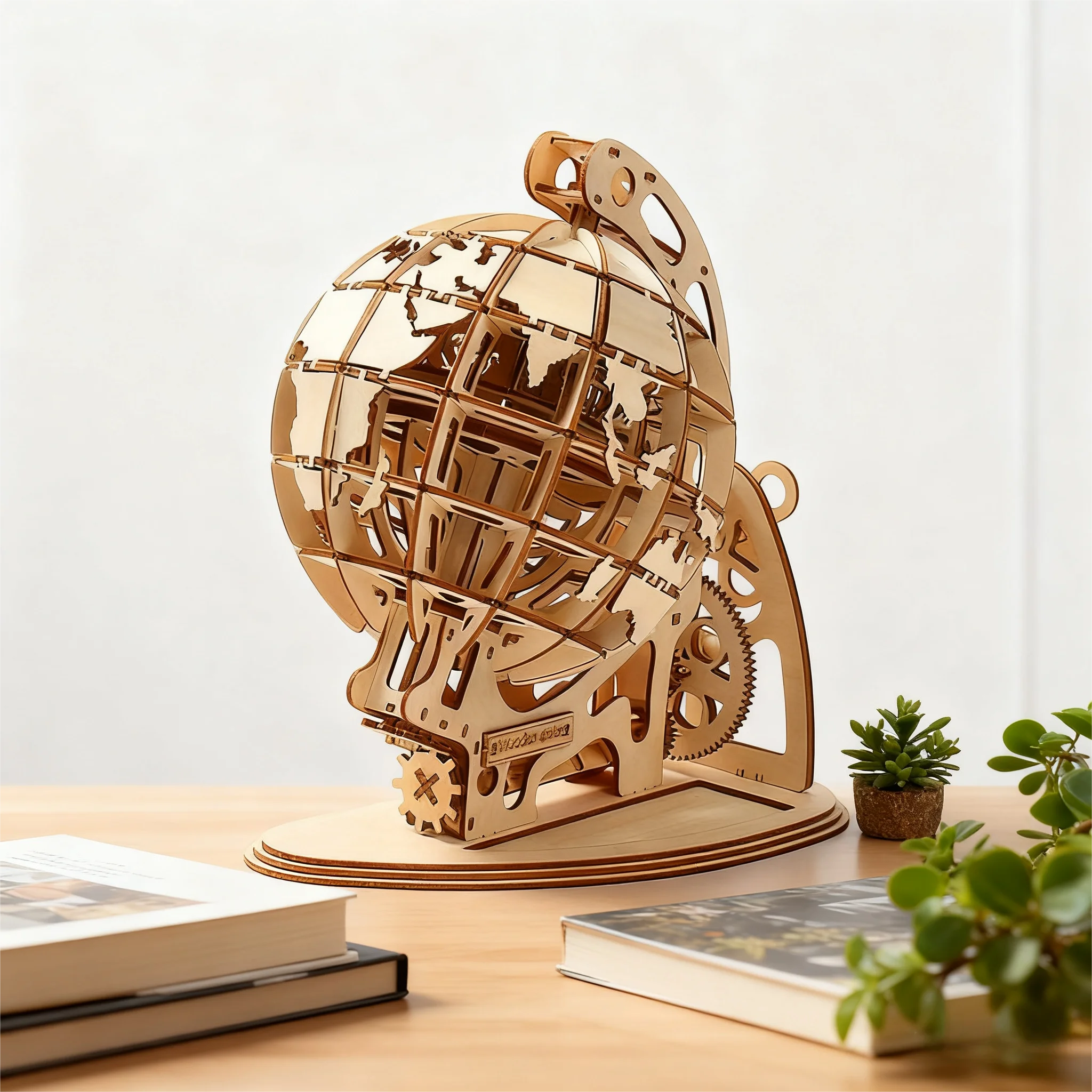 

OUZEY 3D Wooden Globe Puzzle DIY Assembly Model Kits Educational Toys for Teens and Adults Home Desk Decor Creative Games