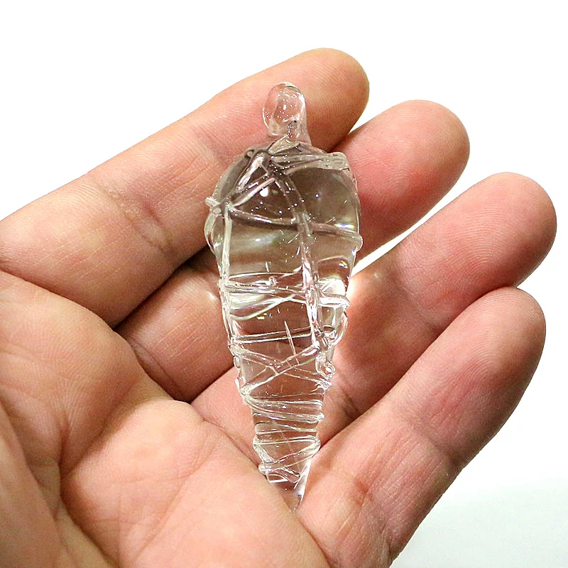 Hanging Christmas Icicle Craft Ornaments Clear Crystal Glass Ice Charm Pendant Holiday Wedding Party Xmas Tree Decor Accessories