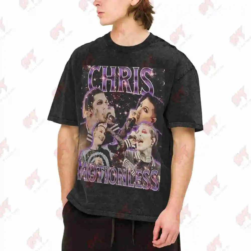 Chris Motionless Retro 90S Vintage Washed Tee Pure Cotton T-Shirt