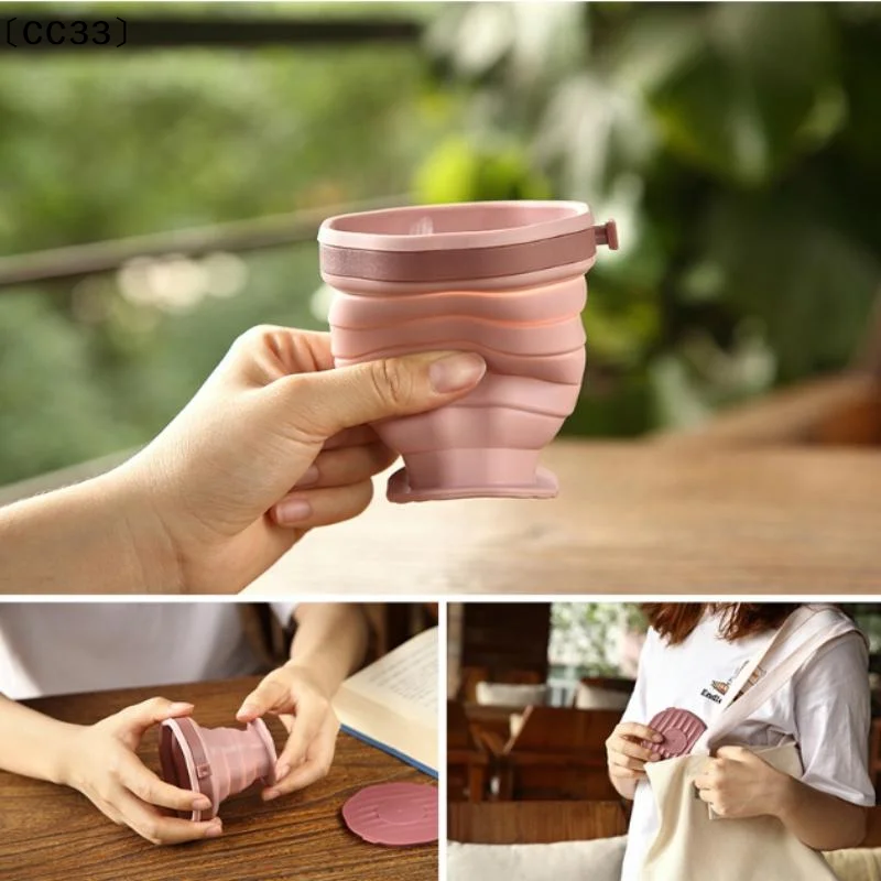 Silikon-Klappbecher für Kaffee, faltbarer Wasserbecher für den Außenbereich, Reisebecher mit Deckel, Mundwasserbecher für Camping und Wandern〔CC33〕