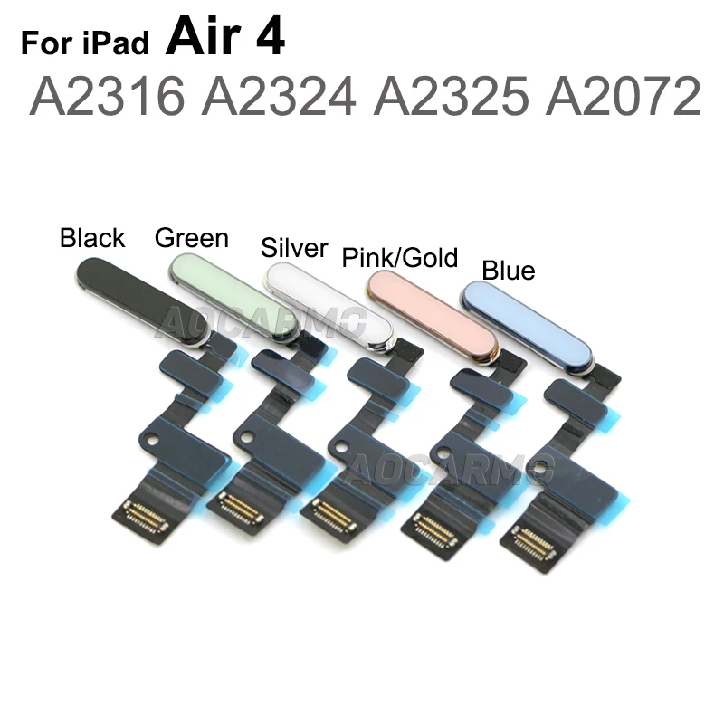 Aocarmo For iPad Air（4th generation) Touch ID Fingerprint With Power Button Flex Cable Air4 A2316 A2324A2325 A2072 Replacement