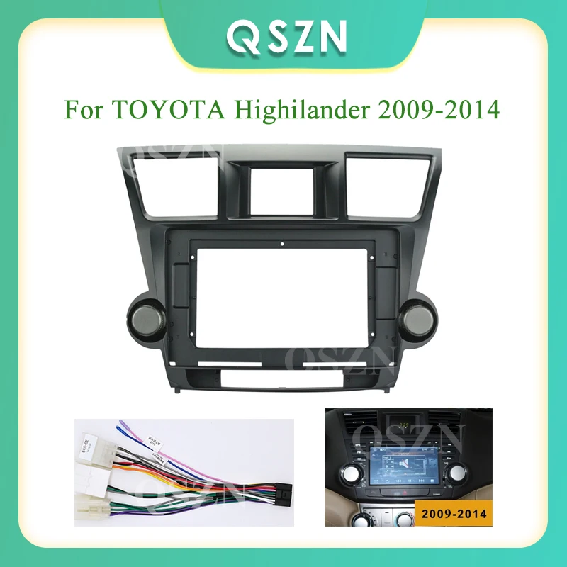 

QSZN 2 Din Car DVD Frame Audio Fitting Adaptor Dash Trim Kits Facia Panel 10.1" For TOYOTA Highilander 2009-2014