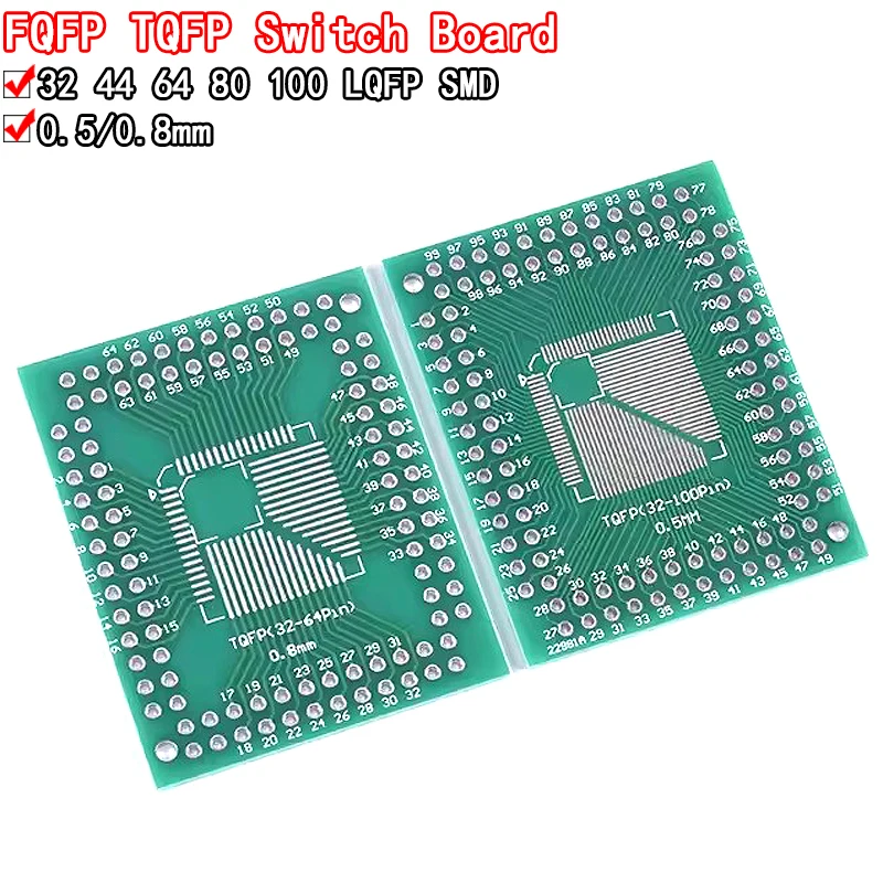 5PCS FQFP TQFP 32 44 64 80 100 LQFP to DIP Transfer Board DIP Pin Board Pitch Adapter