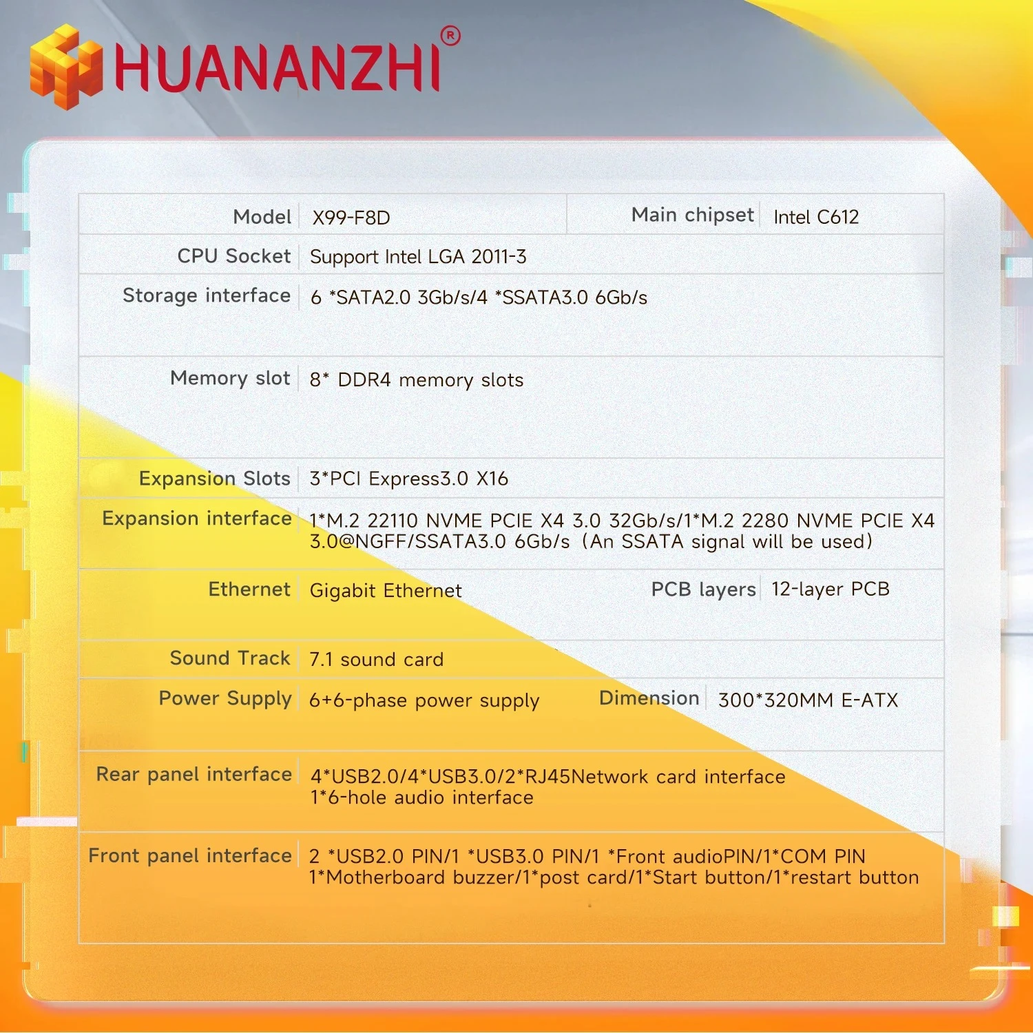 HUANANZHI X99 F8D LGA 2011-3 XEON X99 Motherboard Combo kit support Intel Dual CPU E5 2680 2695 2667 2696 V3 V4 DDR4 RECC NVME view 5