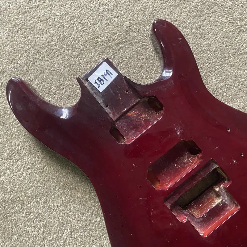 IB191 Red Color Floyd Rose Electric Guitar Body 2 Humbucker Pickups in Solid Wood with Damages Unfinished for DIY