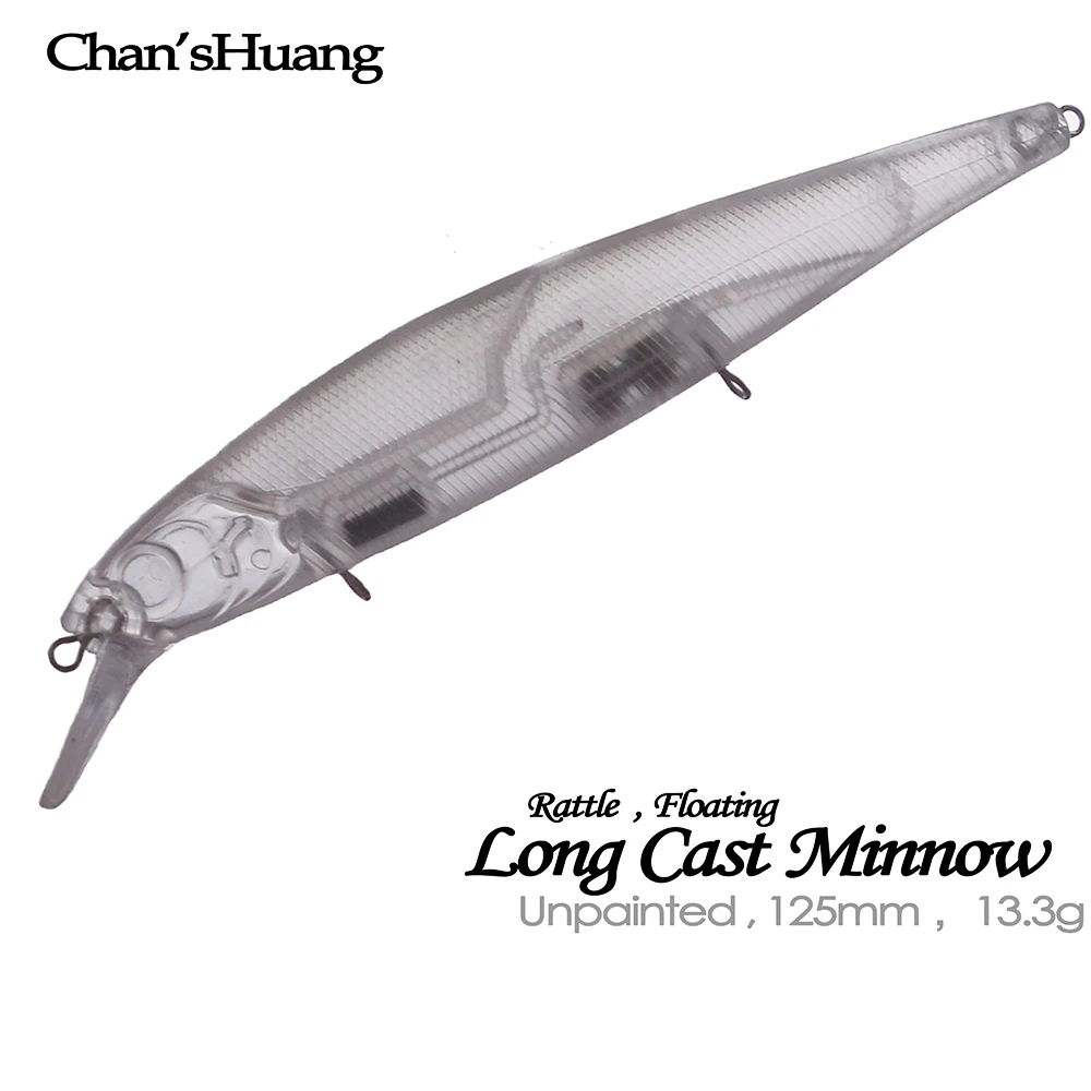

Chan’sHuang 20PCS Unpainted Blanks Fishing Lures 12.5cm/13.3g Floating Rattle Minnow DIY Handmade Artificial Fishing Bait